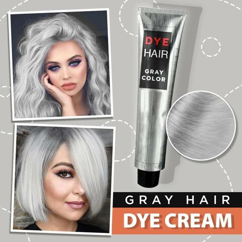 Crema de tinte para el cabello Unisex, Color gris ahumado, estilo Punk, gris claro, plata, permanente, 100ml