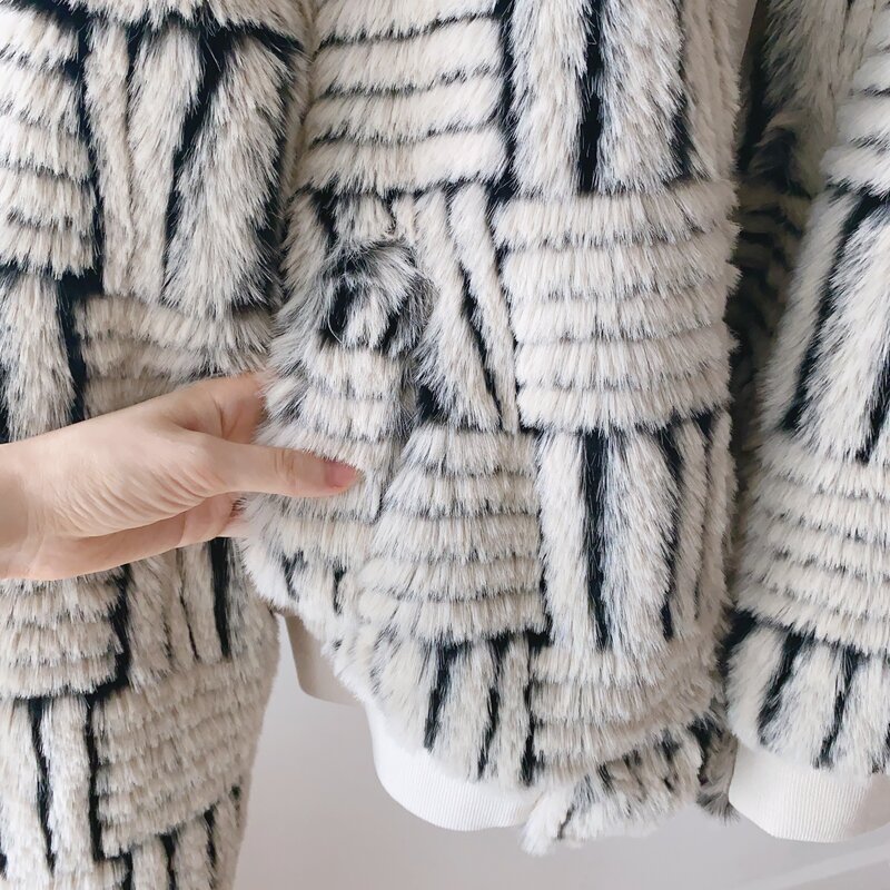 Vrouwen Chic Faux Fur Fuzzy Crop Jacket Voor Vrouwen Herfst Winter Dikke Harige Jas Dame High Street Lange Mouw harige Uitloper Top