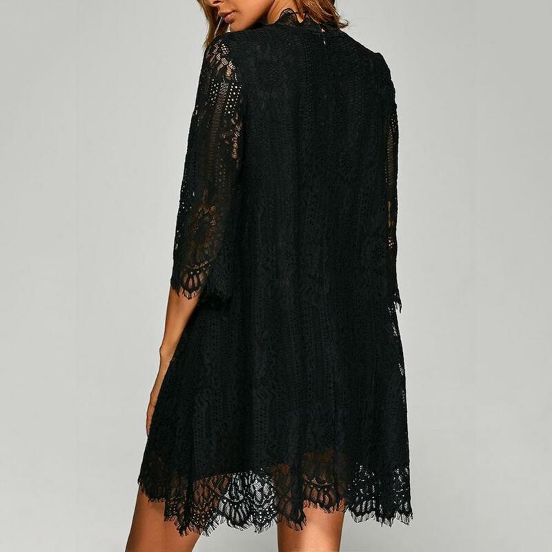 Vestido de noche de encaje con manga de murciélago para mujer, minivestido informal holgado con dobladillo Irregular, talla grande 5XL, 2023