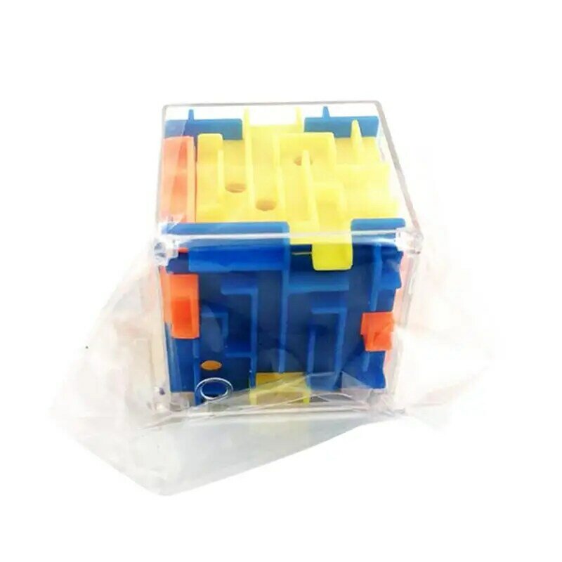 Mainan labirin kubus ajaib mini transparan enam sisi bola gulir kubus teka-teki kubus ajaib hadiah mainan labirin untuk anak-anak permainan asah otak
