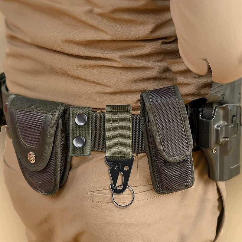 6 pezzi di custodia per cintura con doppi bottoni automatici e Clip per ingranaggi fibbia per chiave Clip portachiavi per cintura per il fissaggio della cintura di sicurezza
