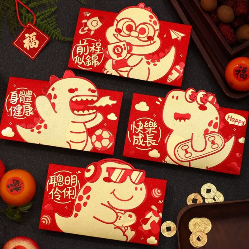 Luck Money Bag Red Envelope Best Wishes Dragon Pattern Blessing Bag 2024 New Year Packet Good Luck Money Bags Wedding Birthday