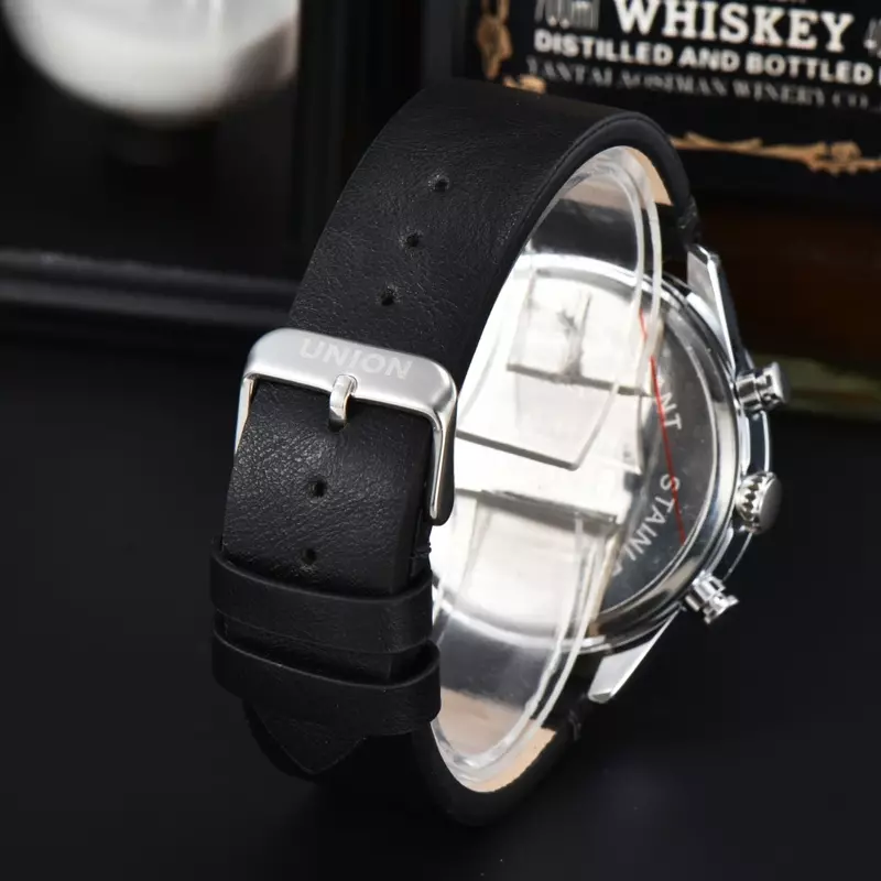 Men's Union Chronograph Speedster Watch, pulseira de couro, quartzo, glamouroso, Belisar, edição limitada, frete grátis