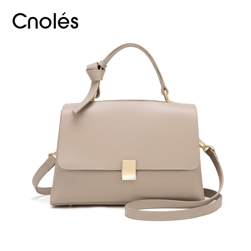 กระเป๋าผู้หญิงมีแบรนด์ Cnoles นุ่มหนัง2023แฟชั่นกระเป๋าถือกระเป๋าโท้ทสะพายไหล่กระเป๋า Crossbody สายที่ถอดออกได้