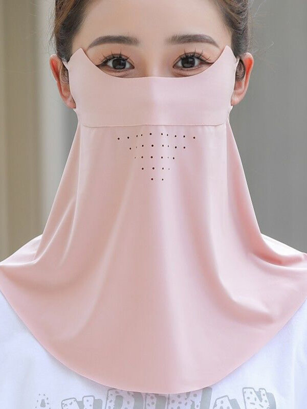 2024 Musim Panas Facekini masker tabir surya baru seksi wanita es sutra poliester bersirkulasi antiultraviolet