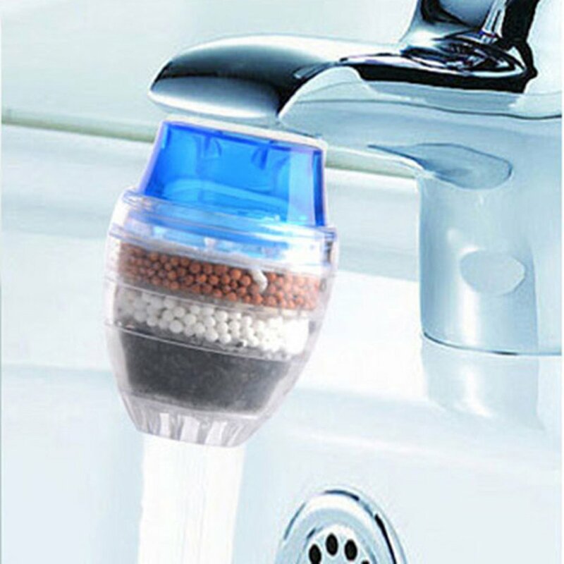 Purificador de agua transparente para grifo, filtro activado de 5 capas para ducha, cocina, hogar