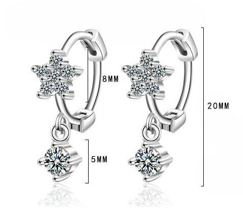 2 cttw-pendientes de aro con forma de flor y estrella de moissanita para mujer, joyería fina de plata de ley S925, Color D Real, 6,5mm, para boda