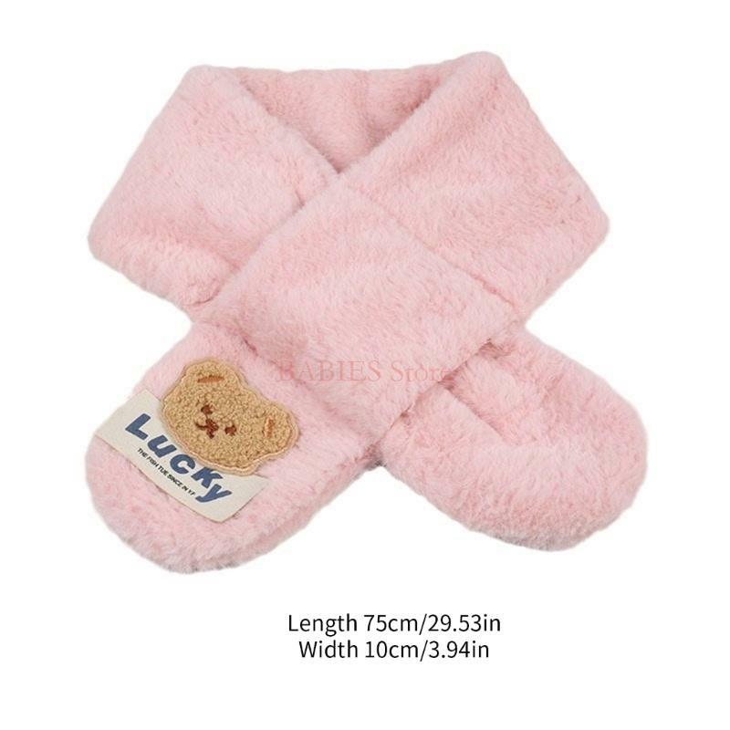 C9GB Lenço pescoço infantil quente para meninos e meninas lenço elegante à prova aquecedor pescoço