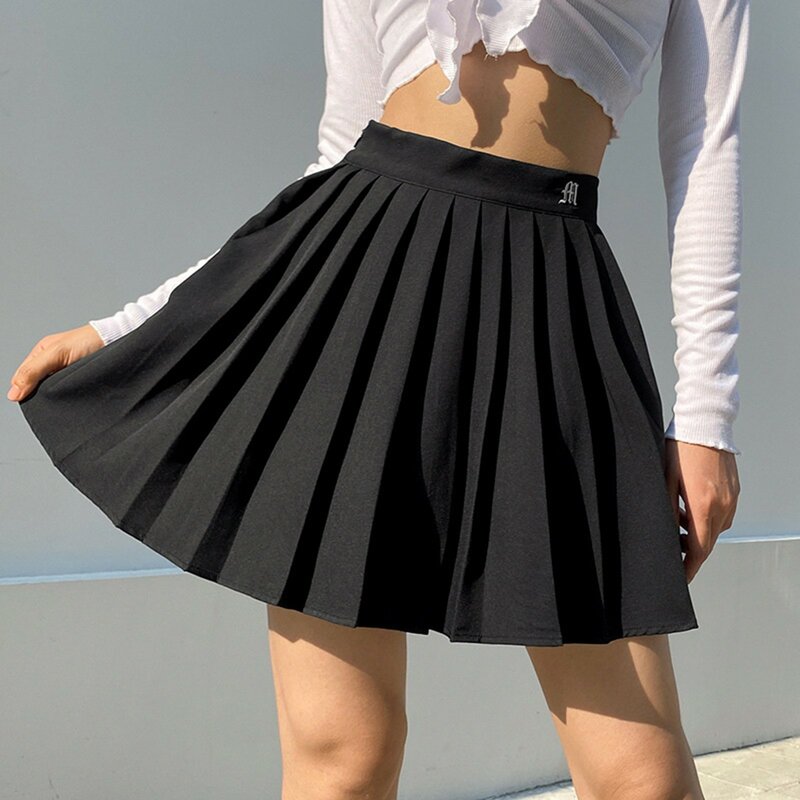 Casual White Mini Pleated Skirts Shorts Letter Print High Waisted Short Skirt Korean Preppy Style Summer Dance Mini Skirt 2024