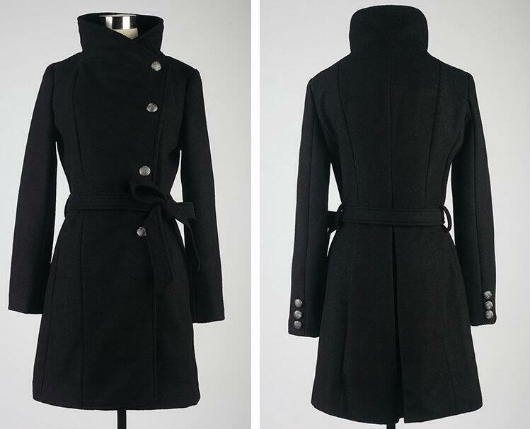 2023 The New Womens Winter Lapel Wool Coat Trench Jacket Long Sleeve Overcoat Outwear