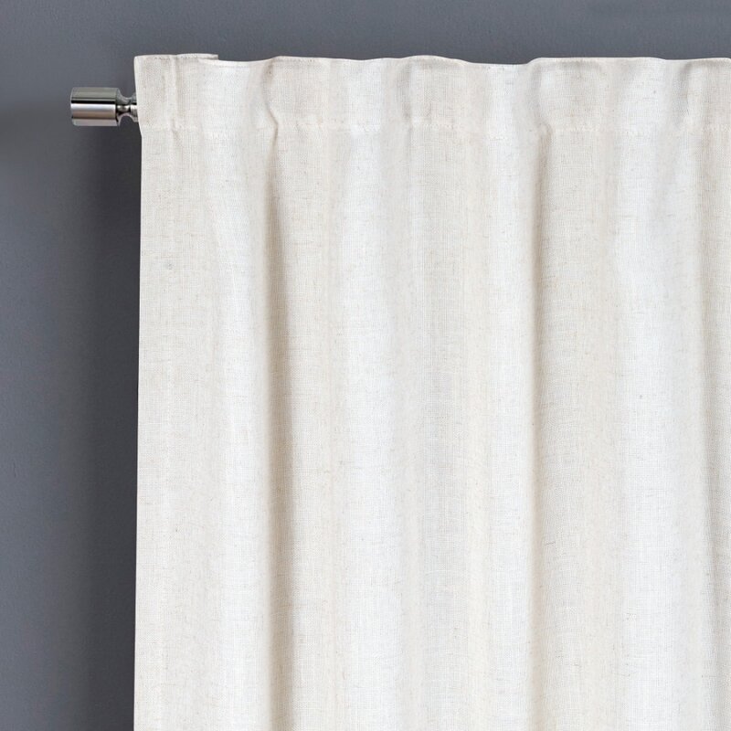 Panel de lengüeta trasera de bolsillo para Barra de cortina, mezcla de lino opaca, 50 "x 84", sueño vainilla
