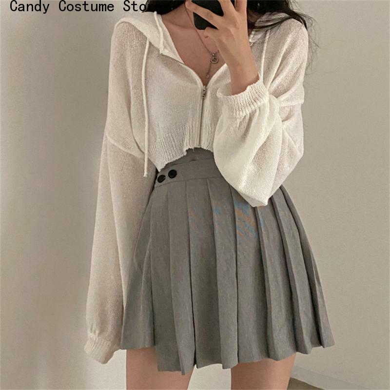 Alien Kitty New Arrival Hooded Cardigans Sweaters Femme Chic Short Coats Casual High Quality 2021 Autumn All Match Loose Tops