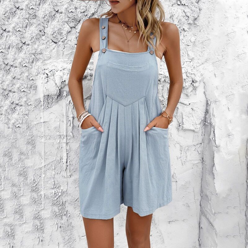 Summer Women Casual Temperament Solid Color Strap Shorts Casual Beach Dress Fashion Street Multi-functional Jumpsuit Shorts