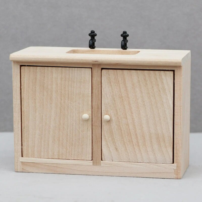 1:12 Scale Dollhouse Sink DIY Supplies Miniature Furniture Mini Kitchen Cabinet