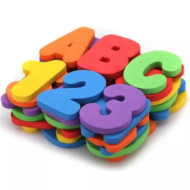 Juguete de baño con letras alfanuméricas para niños, rompecabezas 3D de goma EVA suave, juguete educativo para el baño, 36 unidades