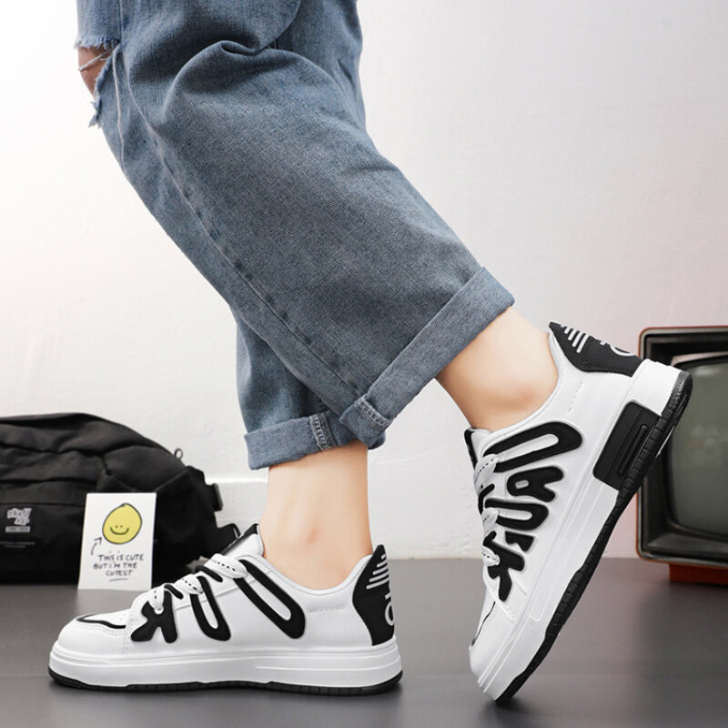 Sapatilhas de plataforma antiderrapante masculinas, sapatos casuais, sapatos de skate, tênis de corrida masculino ao ar livre, novo designer, luxo, 2024