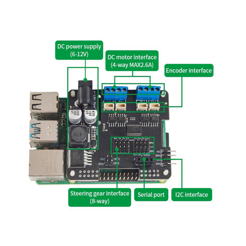 Placa de Expansão Robô para Raspberry Pi 4B e 3, Stepper Motor Hat, Motor de 4 Vias, WiFi, Controle Remoto
