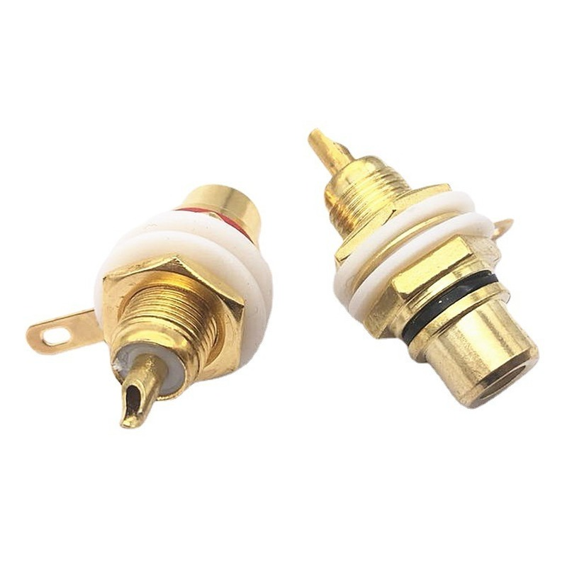 1 Pair Audio Connector Gold Plated RCA Jack Panel Mount Chassis Audio Socket Plug Bulkhead NUT Solder Cup Video Music Speaker L1