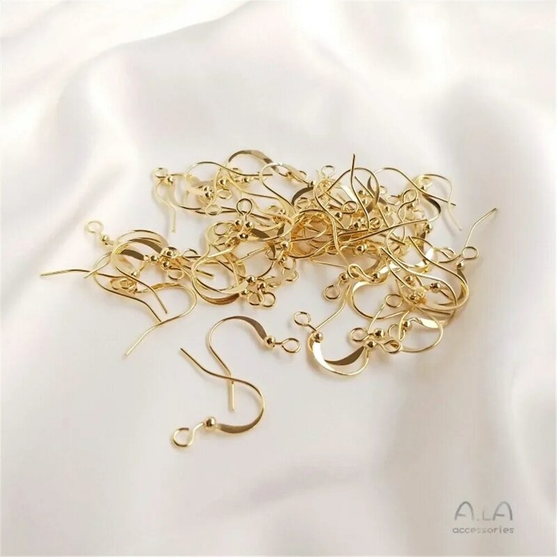 14K light gold 18K true gold allergy flat earring hook DIY earring hook Handmade accessory material