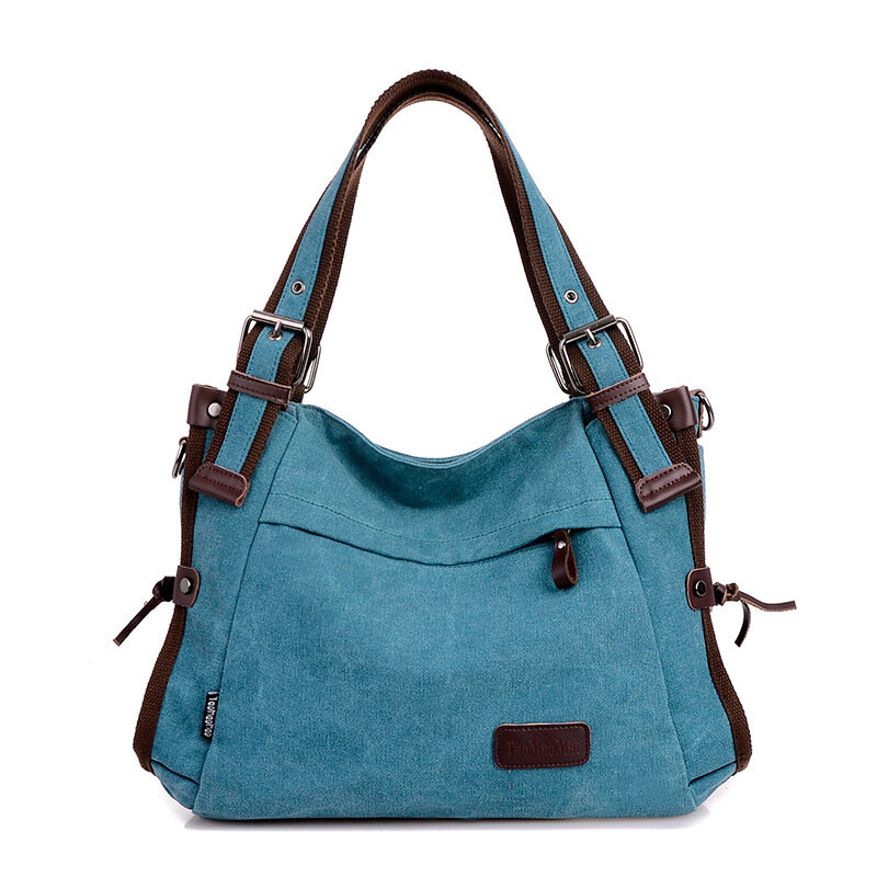 Tas bahu wanita kapasitas besar tas jinjing wanita warna Solid tas belanja tas tangan wanita perguruan tinggi Retro untuk wanita
