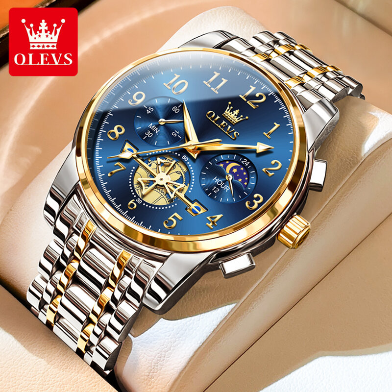OLEVS 2900 NEW Business Quartz Men Watch Stainless Steel 30M Waterpoof Luminous Fashion Chronograph Wrist Watch For Men Luxury
