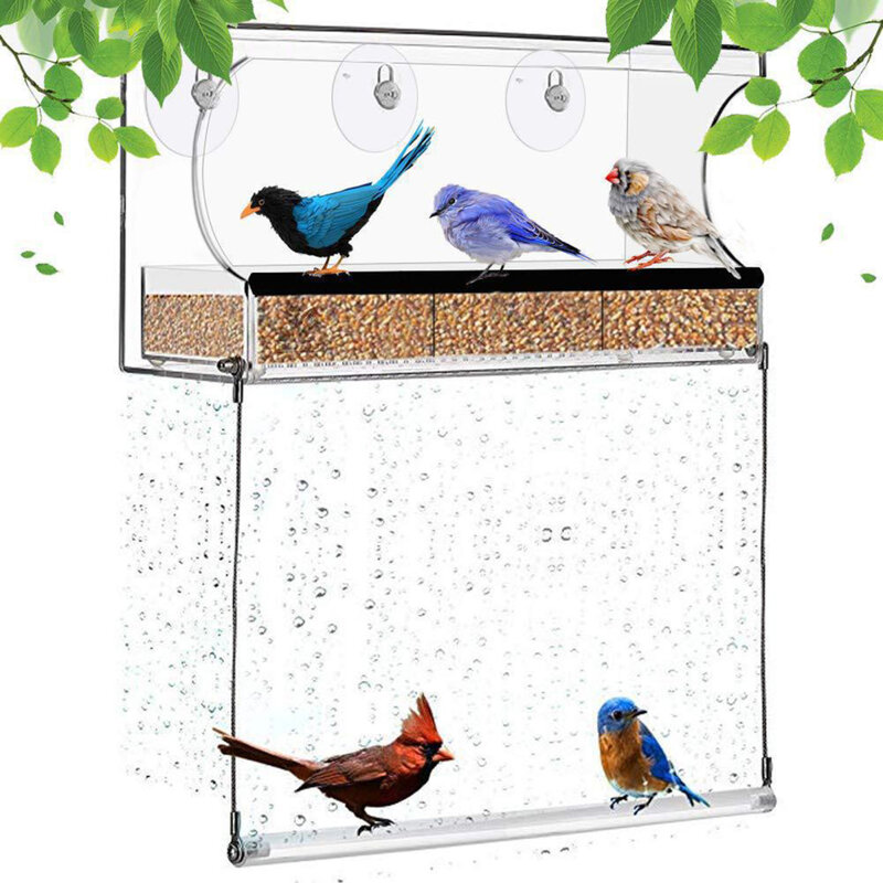 Оконная кормушка для птиц со съемным подносом для кормления и супер Крепкие присоски большой прозрачный кормушка для окон с подставкой