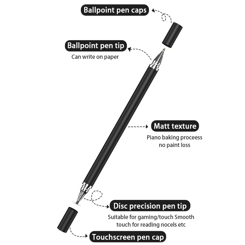 Pensil Stylus 2 In 1 untuk ponsel, pena Stylus sentuh kapasitif untuk Iphone Samsung Universal, layar pensil gambar ponsel Android