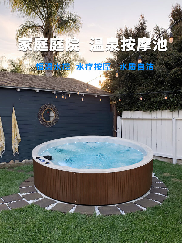 LED de bain à remous rondes personnalisées, température constante intelligente, spa de villa, spa