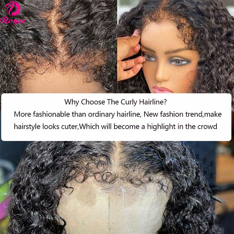 Peluca de cabello humano rizado para mujer, postizo de encaje frontal transparente 13x4, pelo Remy 4x4, cierre suave