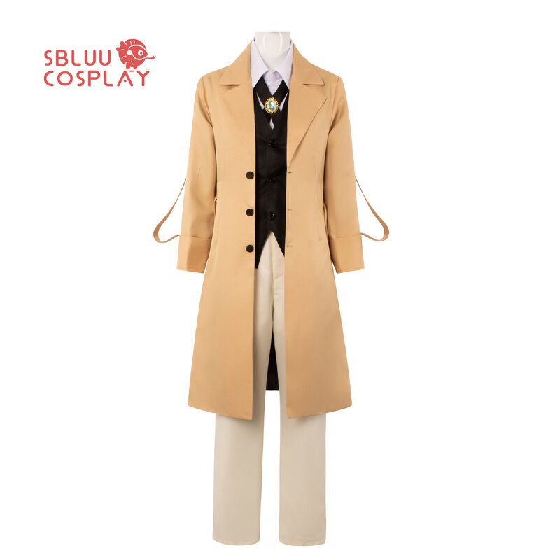 SBluuCosplay disfraz de Osamu Dazai, Chaqueta larga, abrigo, Halloween, Navidad