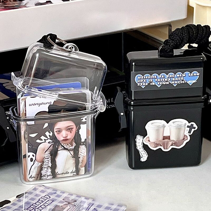 Photocards Storage Box Kpop Idol Photo Card Holder Boxes Kawaii Album Case Container Portable Card Sleeve Storage Box 포토카드 보관함