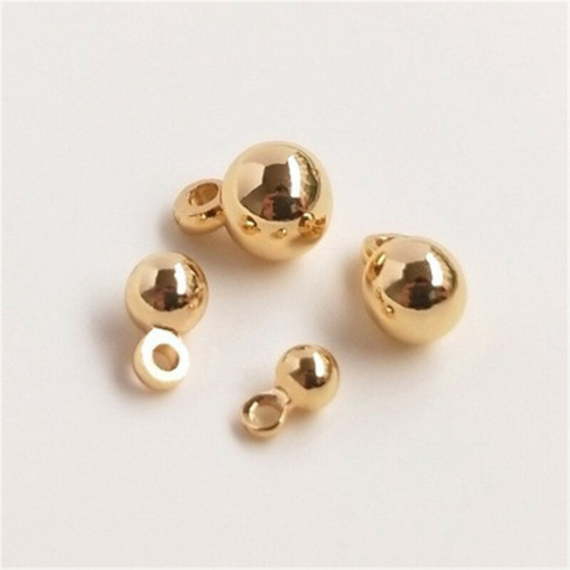 Perline in oro 14K perline solide braccialetto fai da te cavigliera accessori per gioielli materiali D060