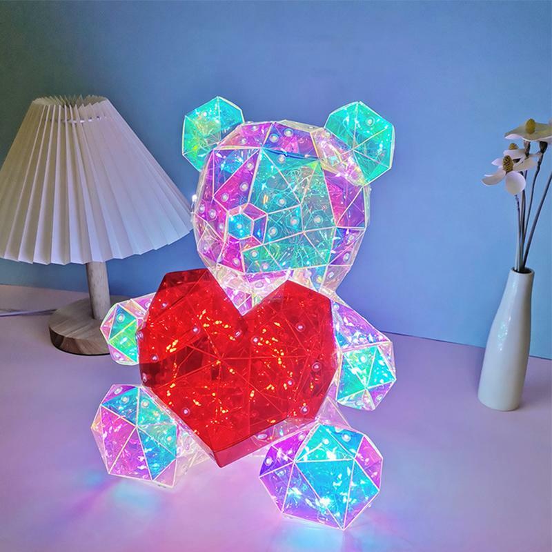 TeddyBear Butter LED Light for Girls, Romantic Surprise Bedroom Decor, Colorful Rotterdam Light, Leon Day, 30cm