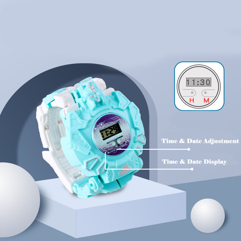 Reloj de Robot de deformación electrónico creativo para niños, juguetes de Robot de deformación divertidos de dibujos animados, juguetes de reloj de tiempo cognitivo para niños y niñas