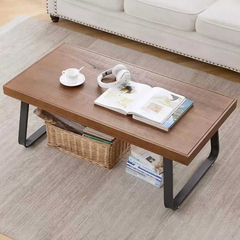거실용 천연 목재 중앙 테이블, 가구, 커피 테이블 세트, 코너 커피 메사스, 소박한 다크 브라운 테이블, 럭셔리 디자인, 47