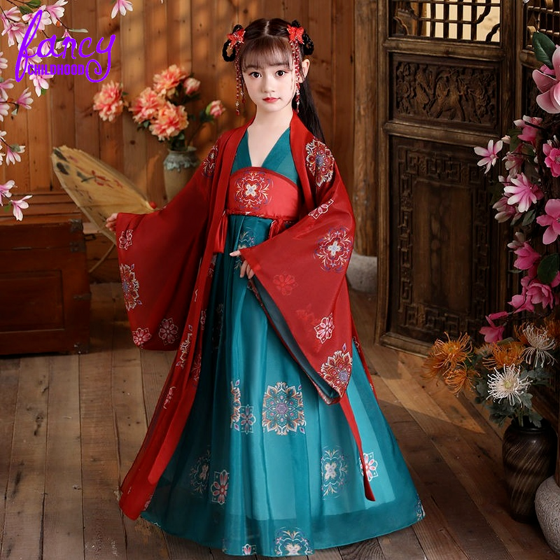 Ragazze cinese antico Super fata Hanfu bambini ragazza bambini Costume Tang vestito vestito bambino principessa stile cinese vestito Stage