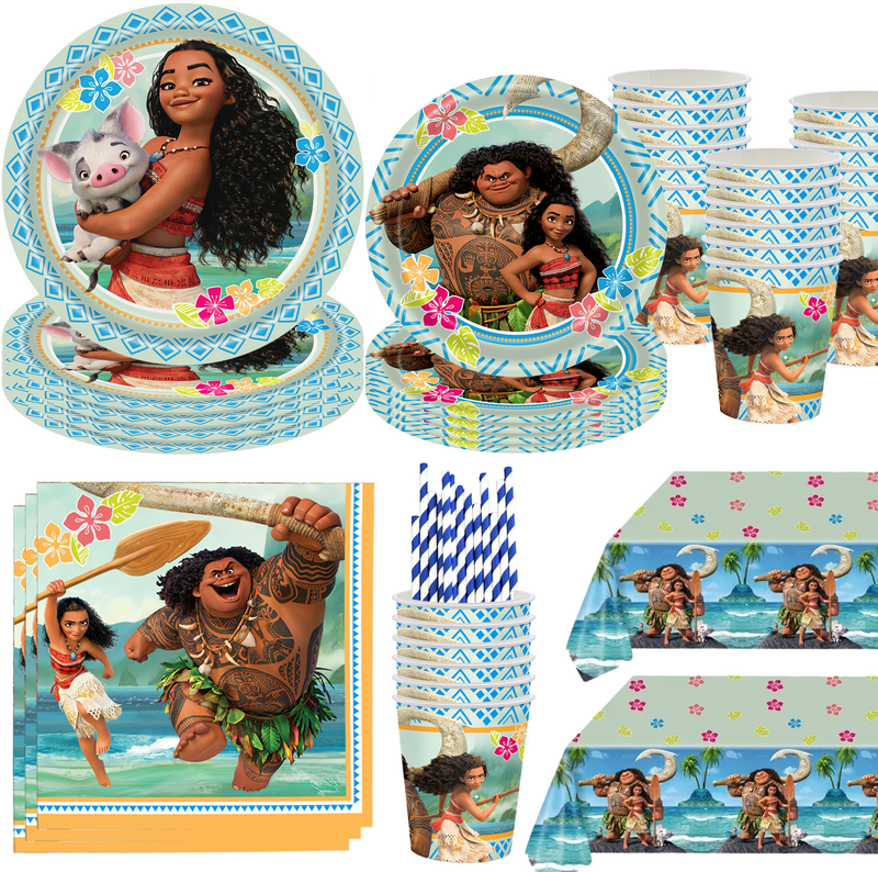 Disney Moana Birthday Party Decorations Supplie Moana Celebration Party Balloons Disposable Tableware Cup Plate Baby Shower Toys
