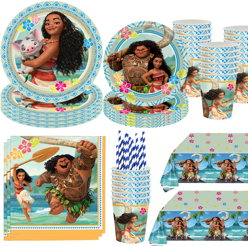 Disney Moana Birthday Party Decorações Supplie Moana Celebration Party Balões Talheres Descartáveis Cup Plate Baby Shower Brinquedos