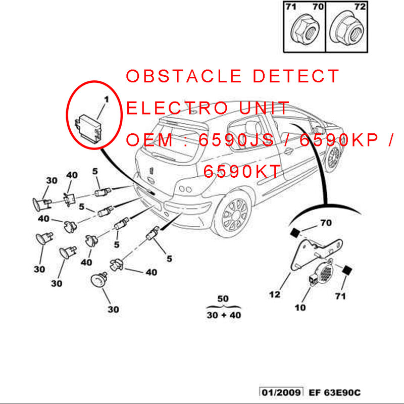 Caja de control electrónico de detección de obstáculos, adecuado para Peugeot 307, Citroen C4, 6590JS, 6590KP, 6590KT
