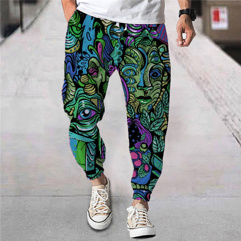 Summer New Street Trend Men's Pants 3D Printed Fashion Corset Pants Holiday Casual Slacks