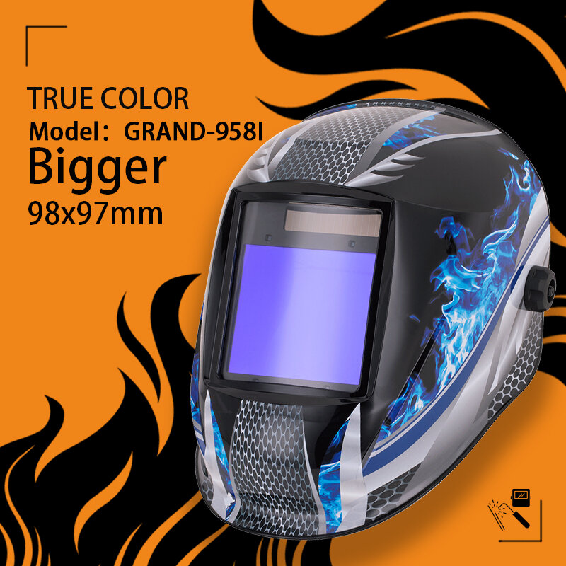 Escurecimento automático capacete de soldagem/máscara de soldagem cor verdadeira/cor real mig mag tig/4 arco sensor/célula solar (Grand-918I/958i)