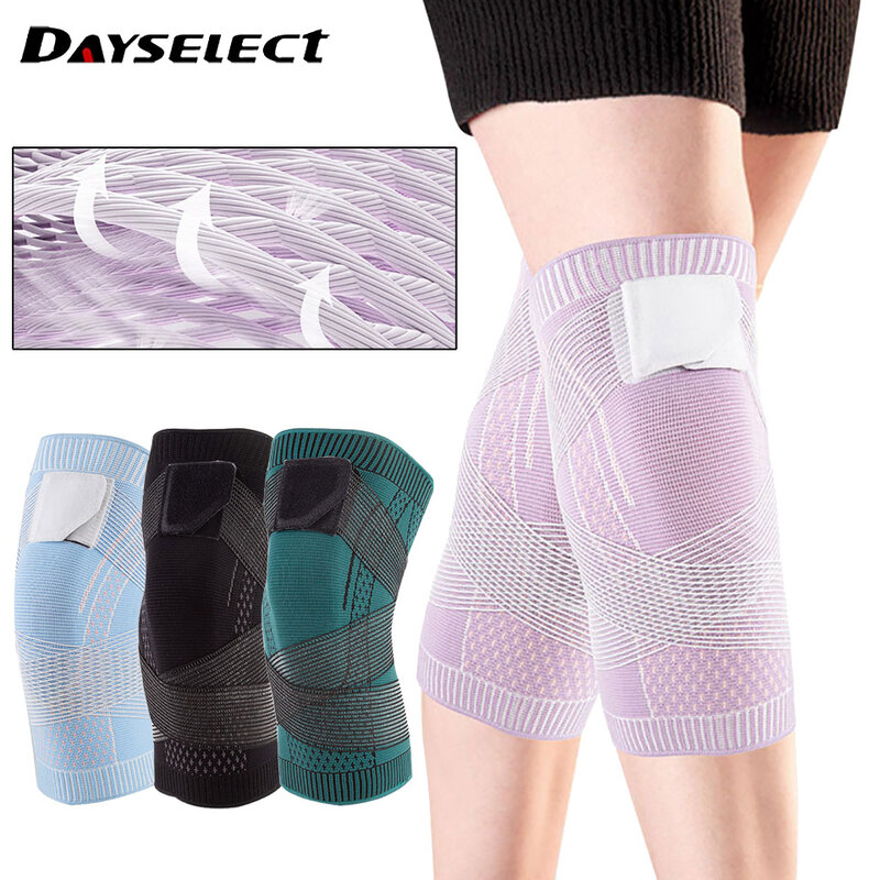 1PCS Sports Kneepad Men Women Pressurized Elastic Knee Pads Support Fitness Gear Basketball Volleyball Brace Protector Bandage