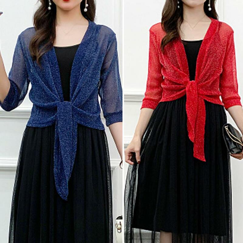 Women Summer Blouse Half Sleeves Cardigan Pure Color Women Summer Coat Comfortable Women Summer Cardigan Female Clothes