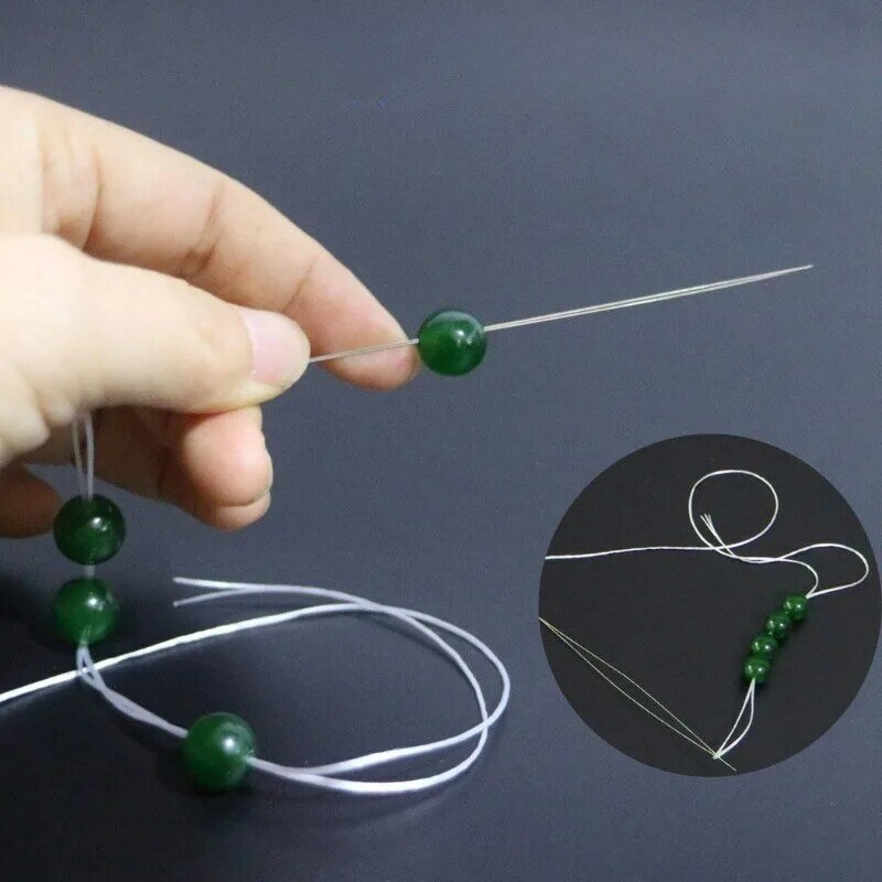 5/50-teilige Perlen nadeln Stifte mit gebogenen Stahl nadeln mit zentraler Öffnung für Näh zubehör mit geraden Perlen