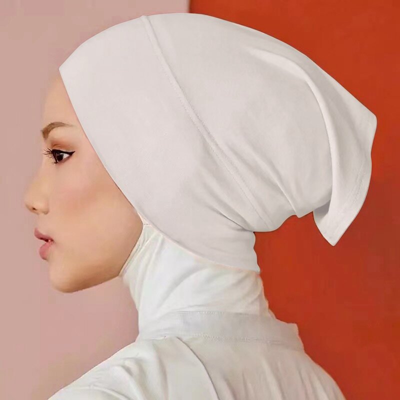 Hijabs de algodón mercerizado elástico multicolor para mujer, sombrero pequeño, sudadera, nuevo