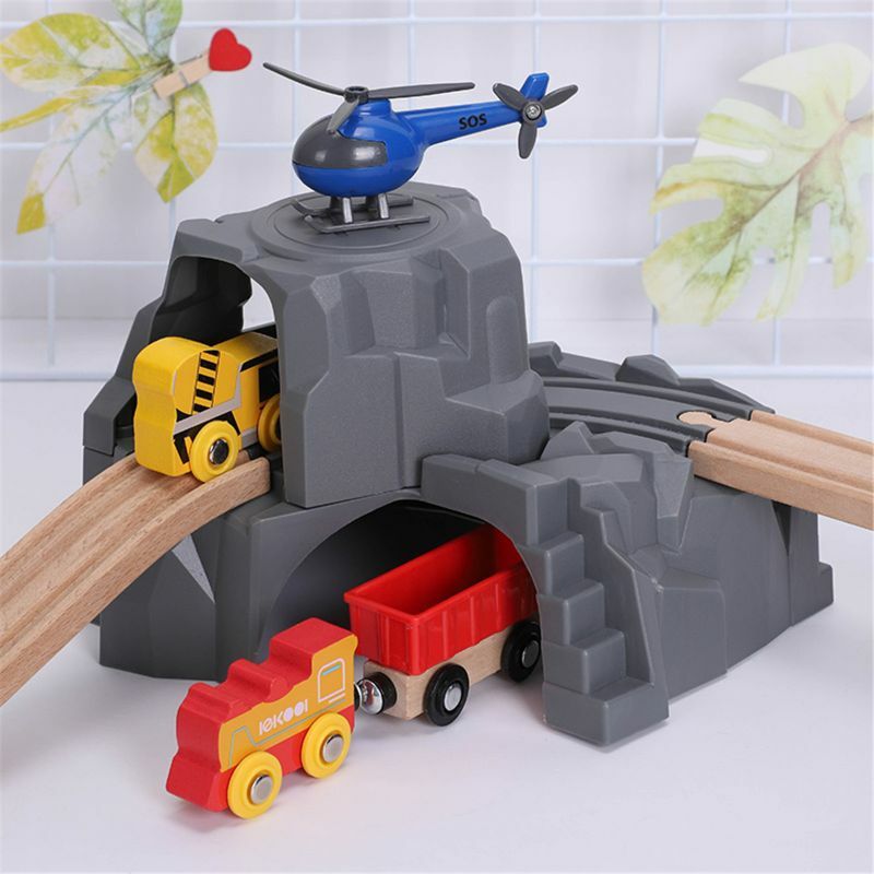 男の子と女の子のためのプラスチック製二重トンネルトラック、子供の誕生日プレゼント、小さな列車、創造的な退屈を和らげる、灰色