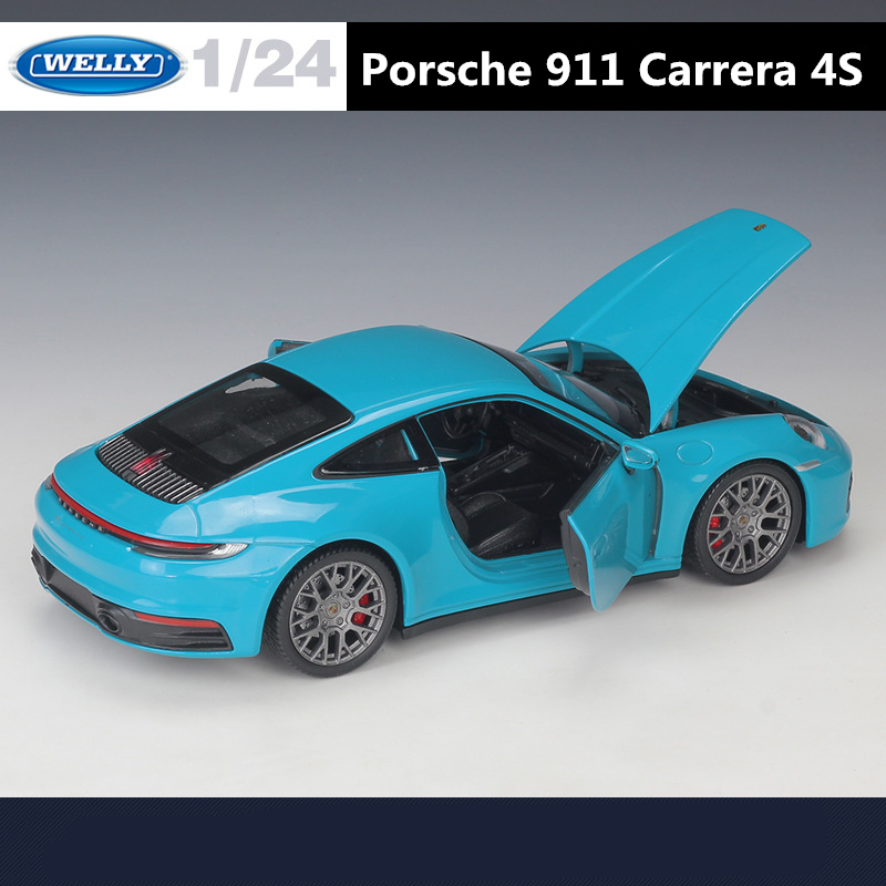 Welly 1:24 Model Mobil Sport Porsche 911 Azo 4S Coupe Logam Campuran Model Mobil Mainan Diecast Model Mobil Simulasi Hadiah Anak-anak