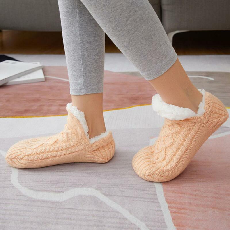 Теплые носки-тапочки, зимние теплые короткие хлопковые утолщенные домашние мягкие нескользящие носки для сна, пушистые носки для пола для мужчин и женщин