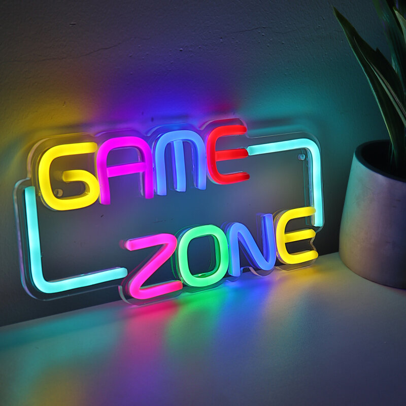 Letrero LED de neón para pared, señal colorida de zona de juegos para sala de juegos, galería, tienda, Pub, Club, decoración de Youtuber, 11,77 ''5.47 '', 1 unidad