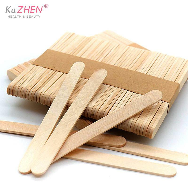 50pcs/pack Disposable Wooden Waxing Stick Face Eyebrows Nose Body Hair Removal Stick Applicator Stick Beauty Tool Smooth Skin
